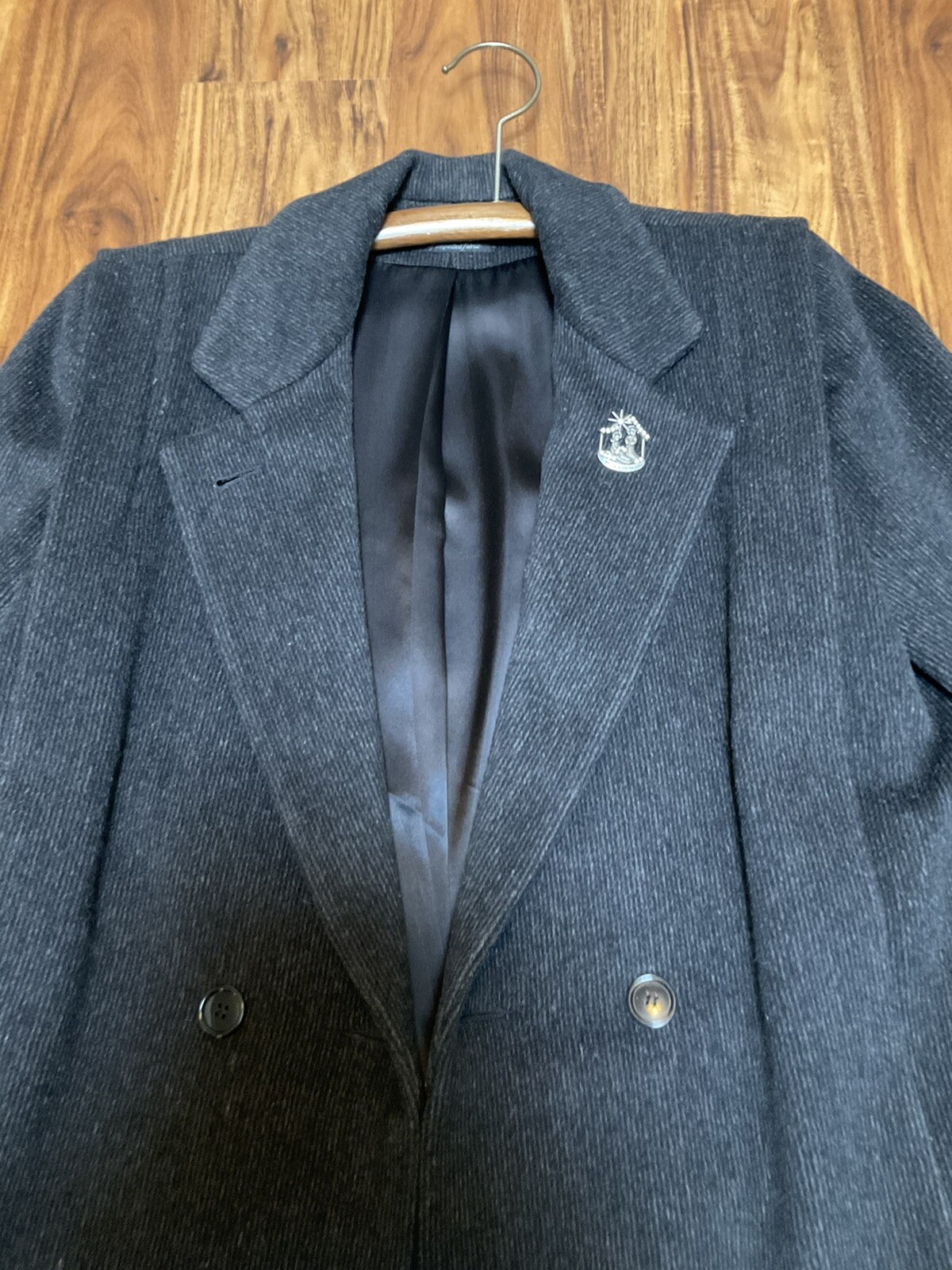 Vintage 80’s over coat winter jacket cashmere wool blend Women’s Black USA Union