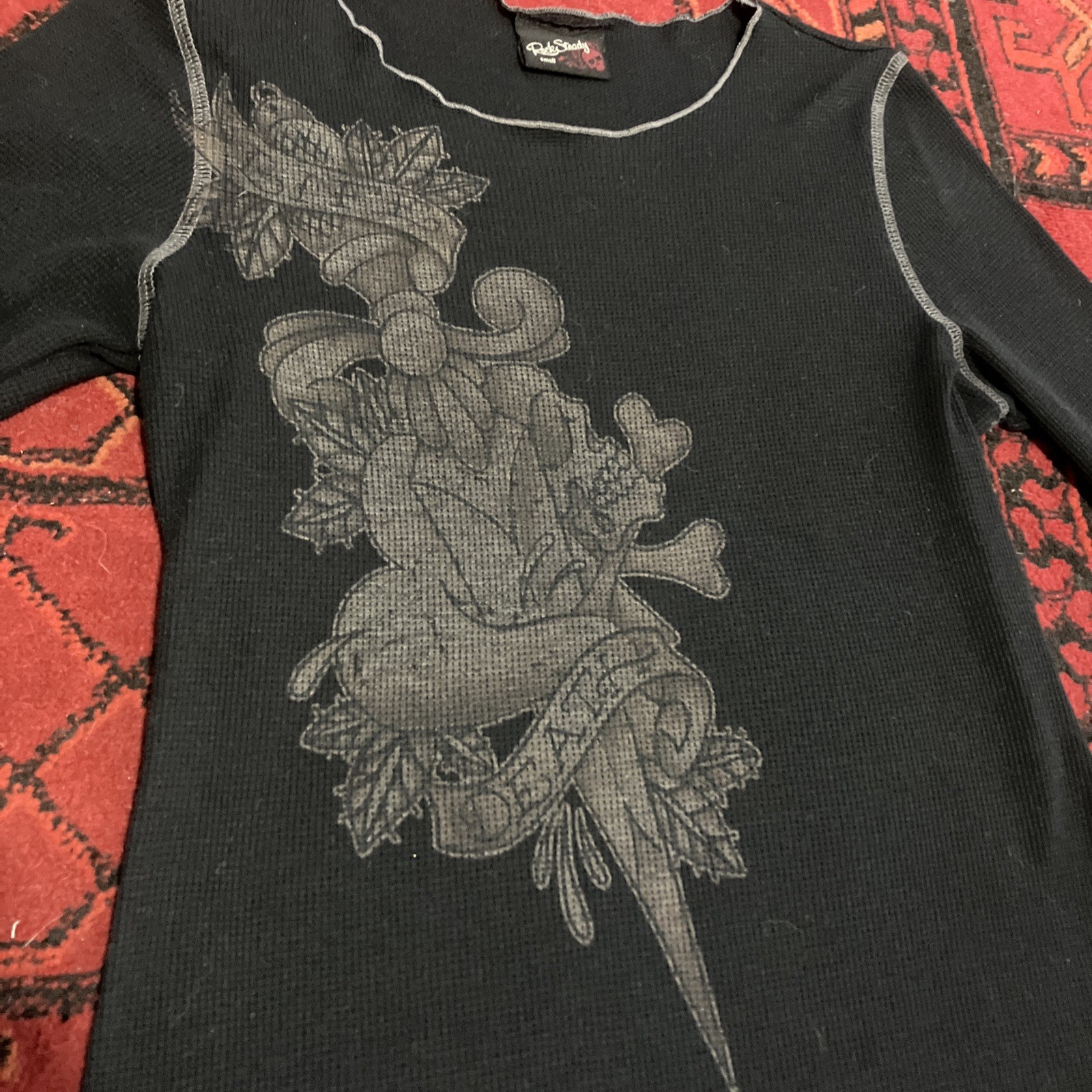 Vintage Rock And Roll Thermal Woman’s Small USA Life Death