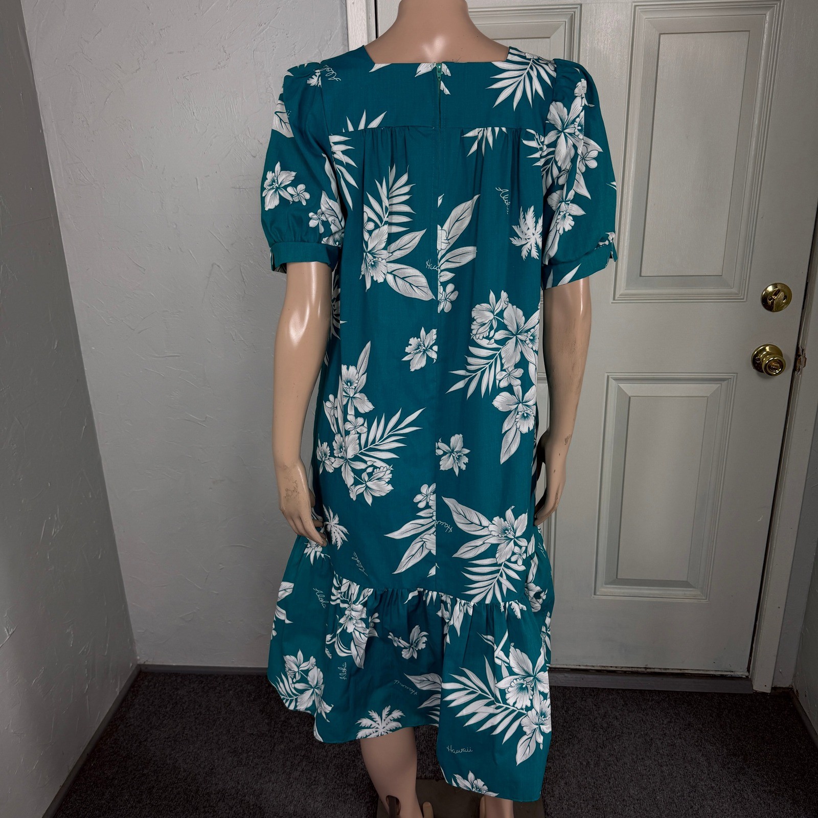 Vintage 80s 70s Made In Hawaii Dress M Hawaiian Cotton Polyester Party Floral G3