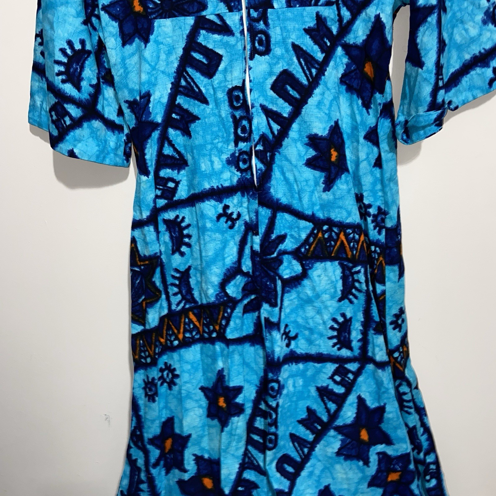 Ui-Maikai Dress Womens Medium Hawaiian Vintage Maxi Thick Barkcloth Tropical
