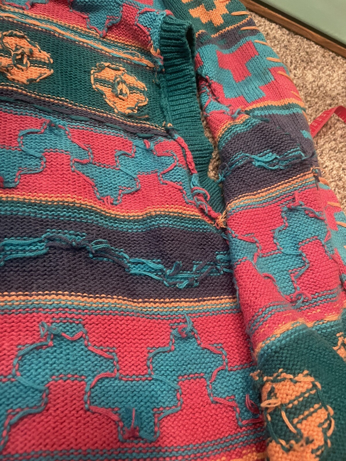 RARE Vintage Southwestern Sweater Vest Size Medium Colorful Plant Fiber Fabric