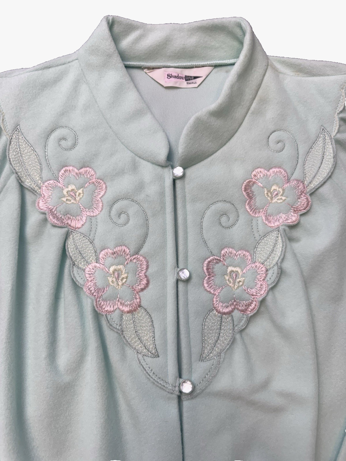 VTG Shadowline Fleece Bed Jacket Robe Embroidery NOS w/Tag 80’s Cottagecore S/M