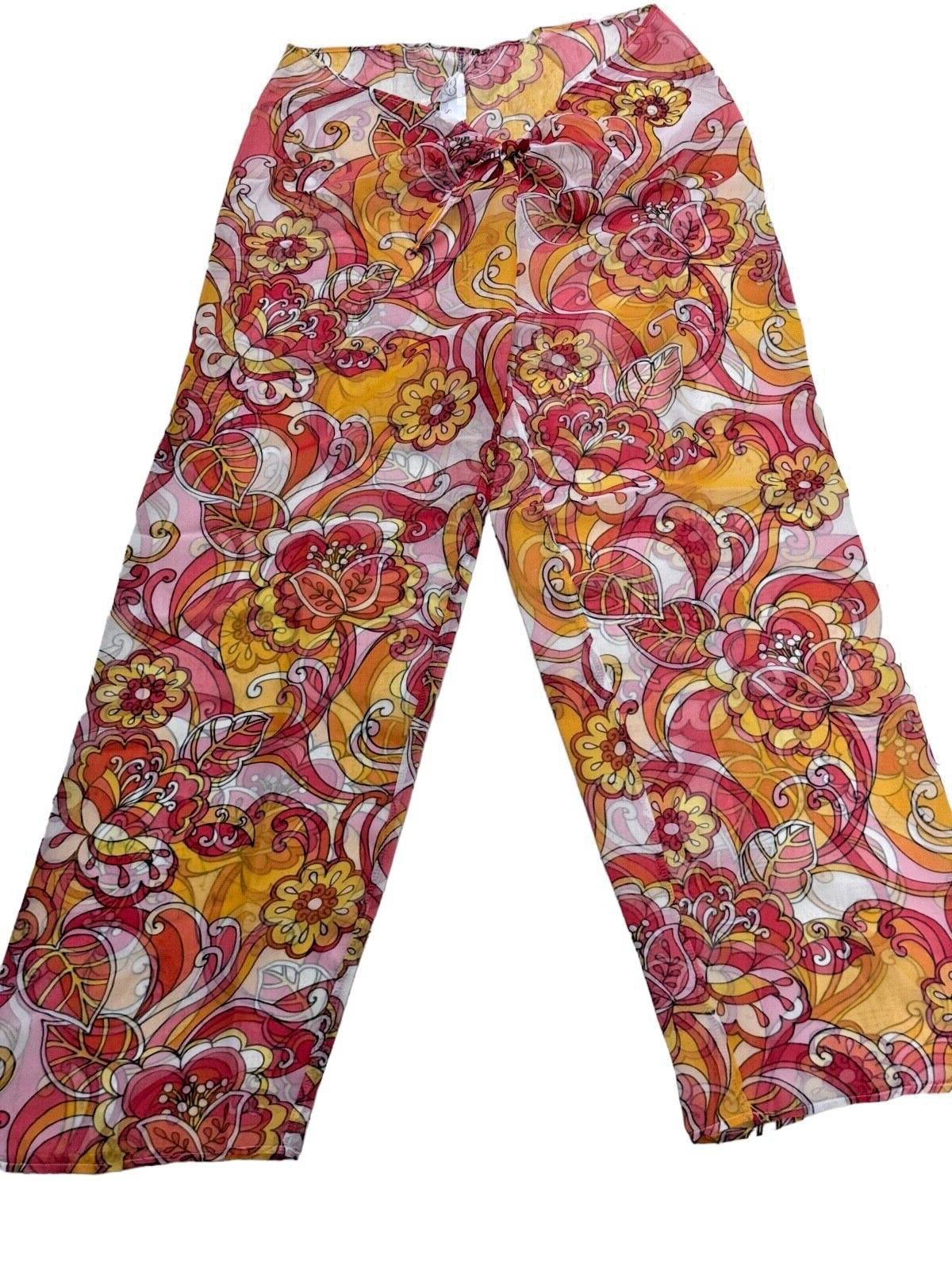 Vintage 1970s Alexis Kingsley Sheer Psychedelic Pattern Trousers Small