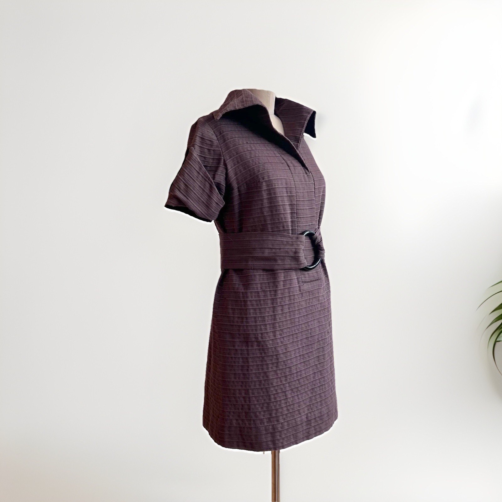 Vintage Summer Dress Ulla Vicki Cooper Brown Cotton Belted