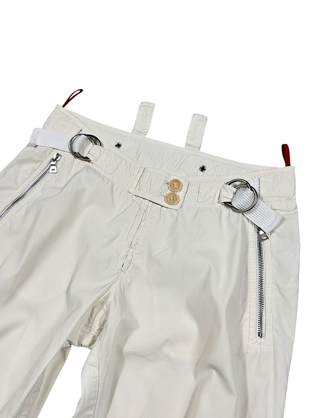 Prada White Aviator Zipper Cargo Capri Pant – Size 38IT / Fits Size XS-S