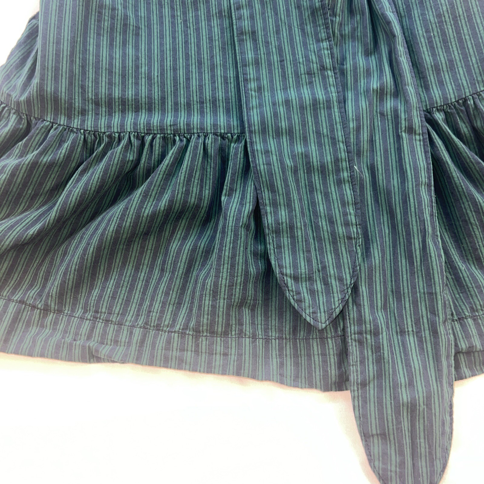 Vintage Free Assembly Blue Green Stripes Shirt Dress Long Sleeve Size Medium Tie