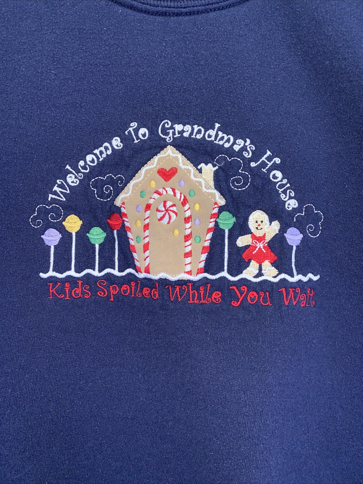 Vintage Endless Designs Welcome To Grandama Sweatshirt Ginger Bread House Sz L