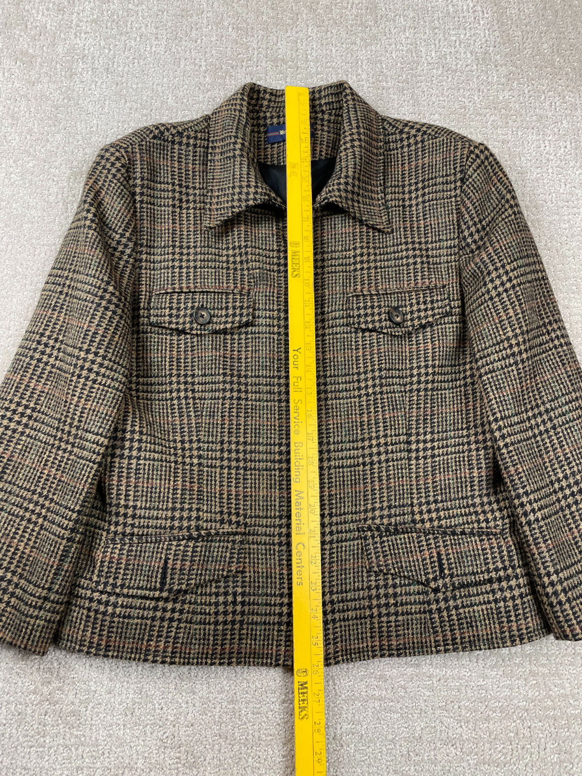 Vintage 80s Breeches Jacket Womens 14 Glen Plaid Houndstooth Wool Cropped Riding