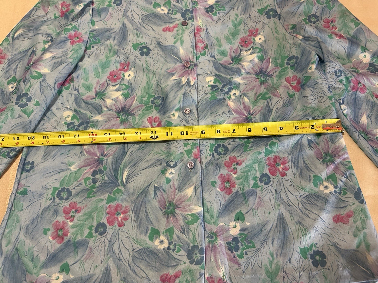 Vintage Deadstock 80s Blouse Size 38 Watercolor Floral Print Grandma Secretary