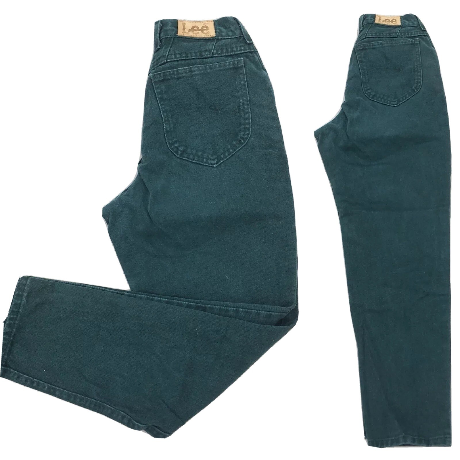 Vintage Lee Jeans High Waist Tapered Leg Green 8 PET 26 Waist Union Made In USA