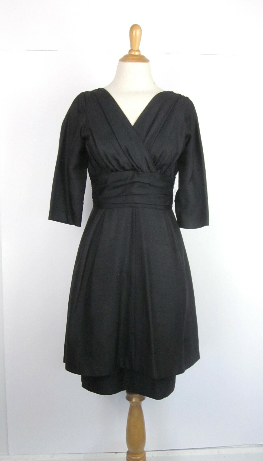 Vtg 50s Miss Elliette New Look Dress Fit & Flare Silk Shantung Layered Skirt