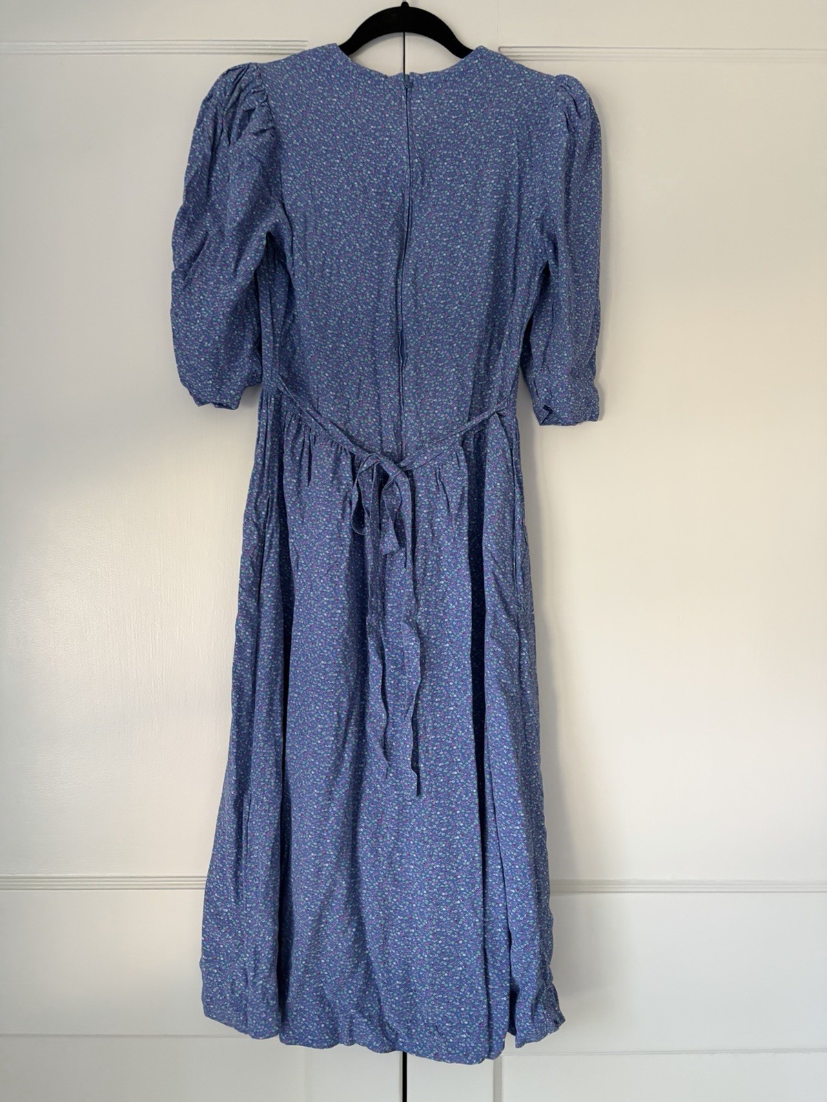 VTG 80s Jane Schaffhausen Belle France Success Floral Puff Sleeve Dress Pockets
