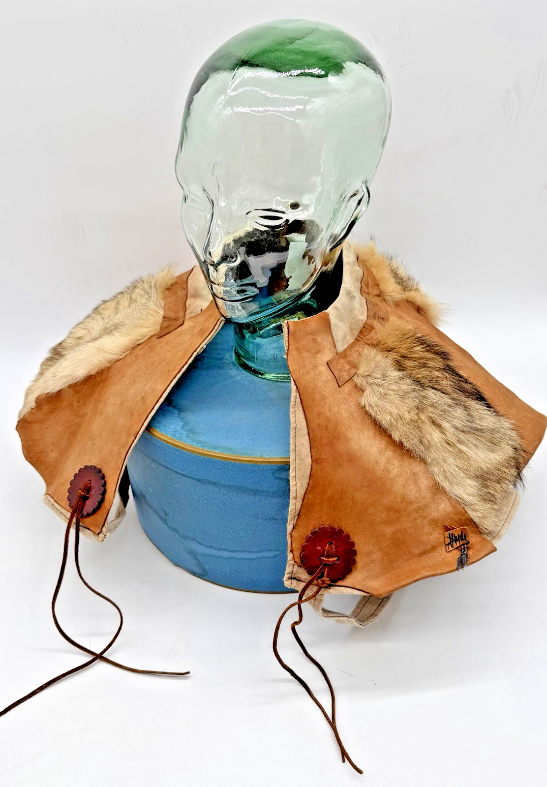Vintage S Hyde Coyote Fur Leather Cape Caplet Cloak Mantle Shrug Dallas Texas