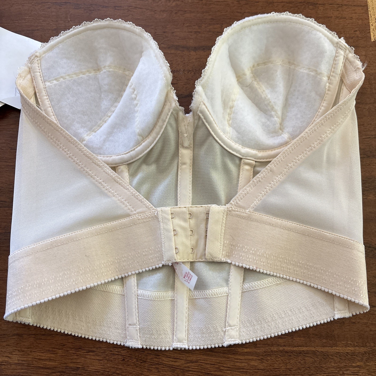 VTG 90s Backless by Smoothie Champagne Lace Long Line Bustier Bra 36B NWT NOS