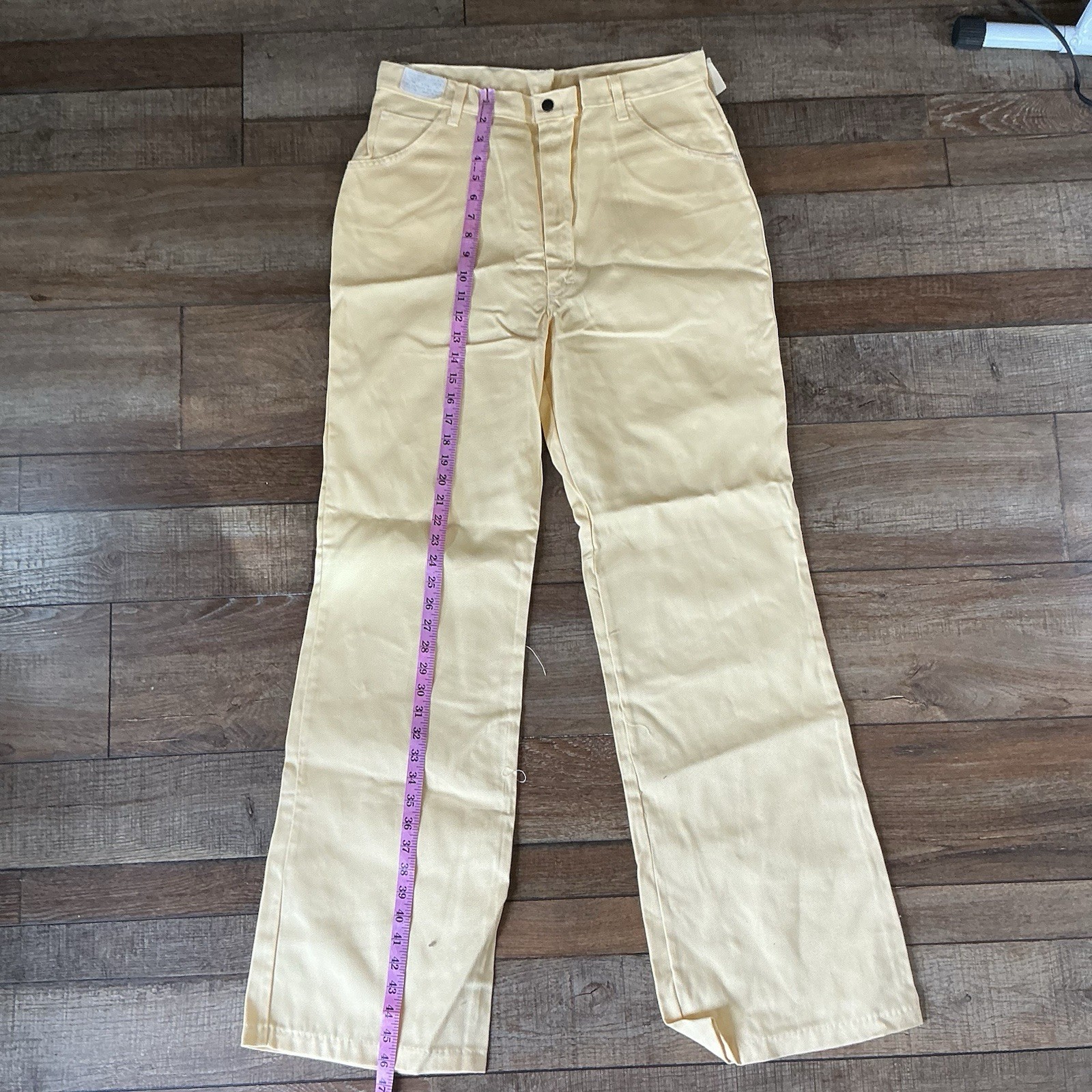 VINTAGE JCPenney 18 Tall Yellow Flare Leg Pants USA Made 32×34 #19C