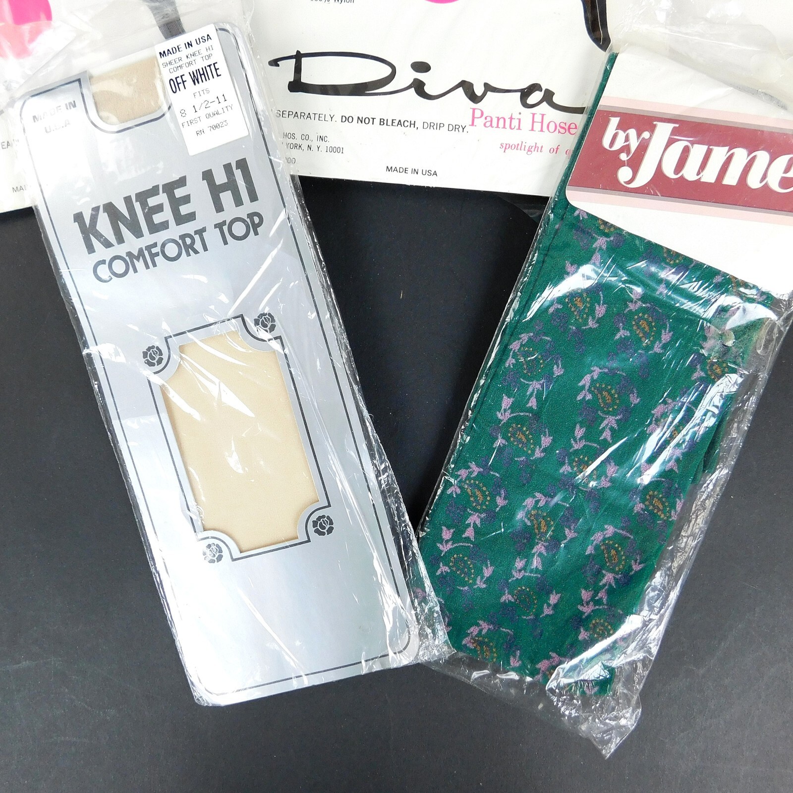Vintage Panty Hose Petite Lot 7 Knee Hi Lot 2 Various Colors Decorations NOS
