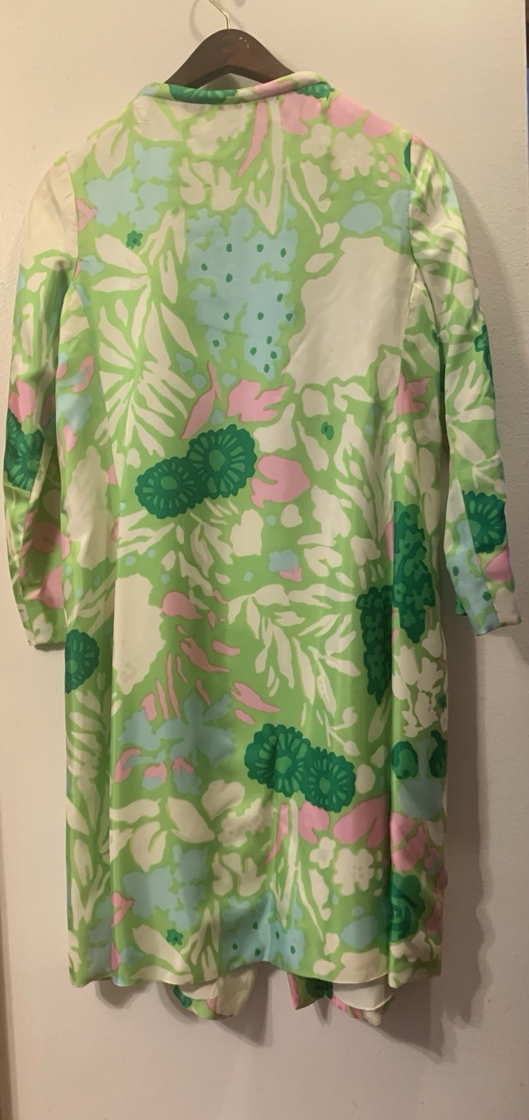 1960s Jacket COAT Small 3/4 Length TEFFTS MIAMI Flower Power Boho Green Pink Vtg