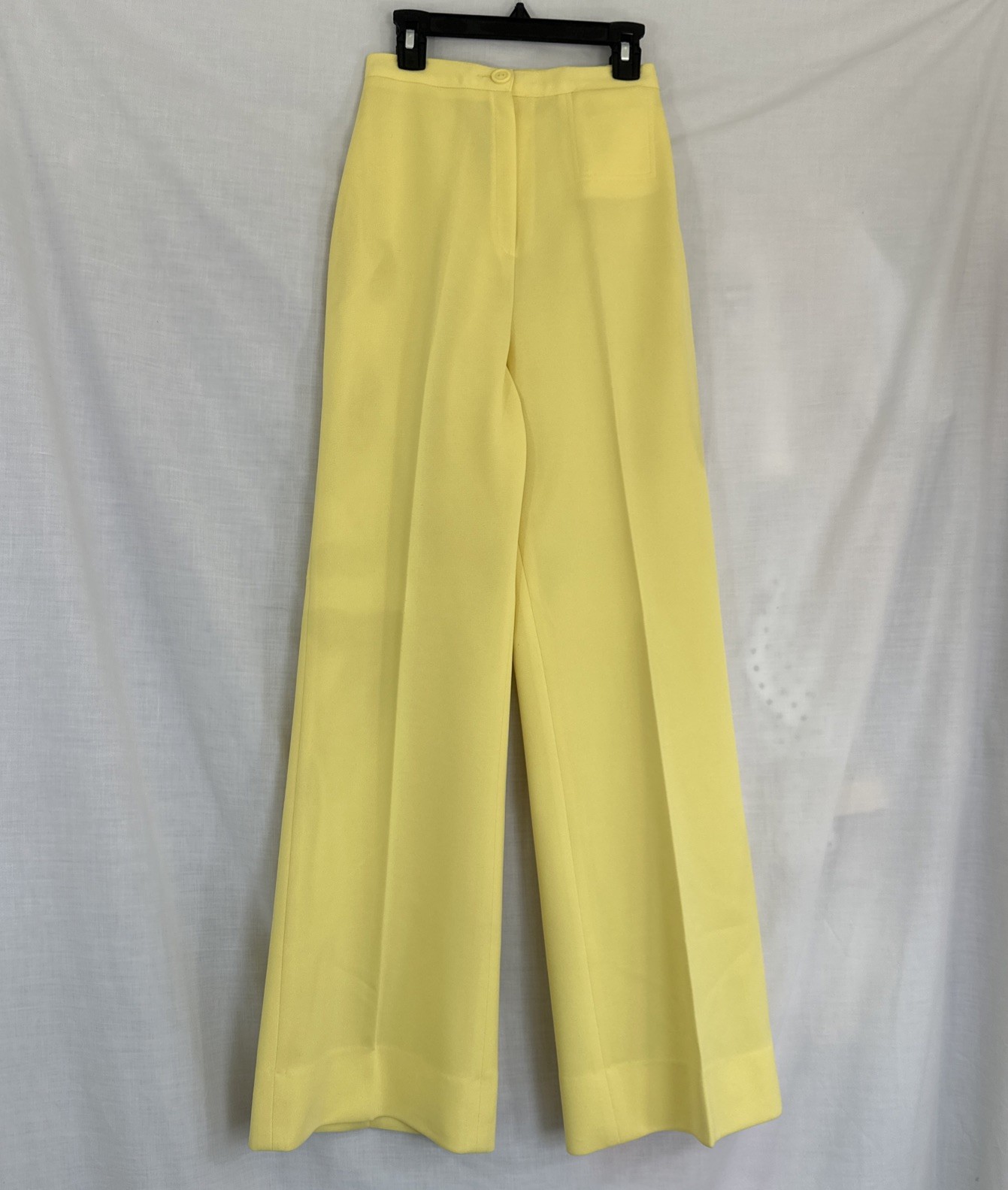 Rare 70’s XXS High-Waist Bell Bottom Pants Yellow Button Zip 22″Waist 30″Inseam