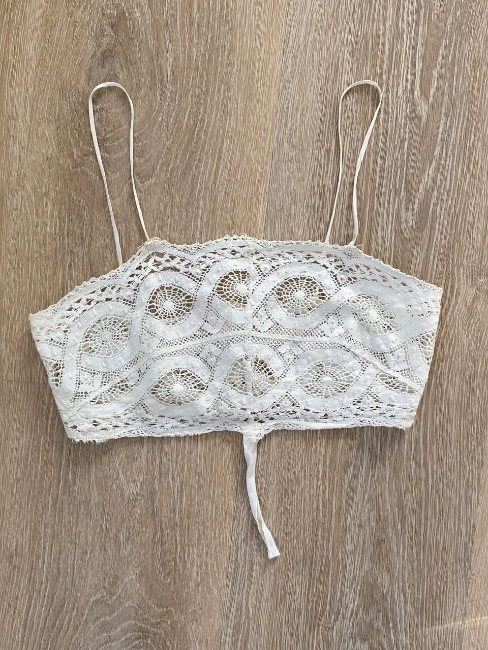 Antique 1920s Vintage Crochet / Lace Bralette Bra Crop top Edwardian Victorian