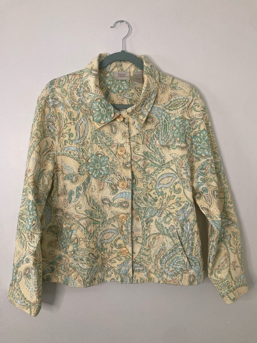 Vintage Baxter & Wells Paisley Cotton Jacket – Size Large – Boho Cottagecore