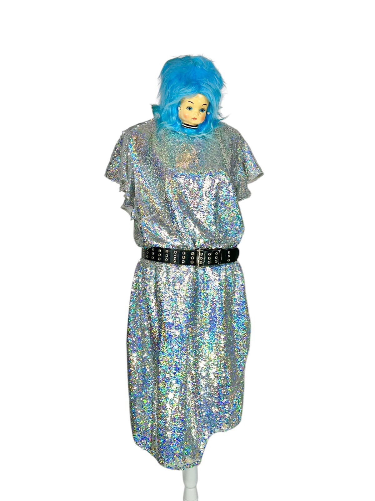 ASOS SIZE 16 SEQUIN Embellished PARTY DRESS DISCO COCKTAIL RAVE CLUB DIVA DANCER
