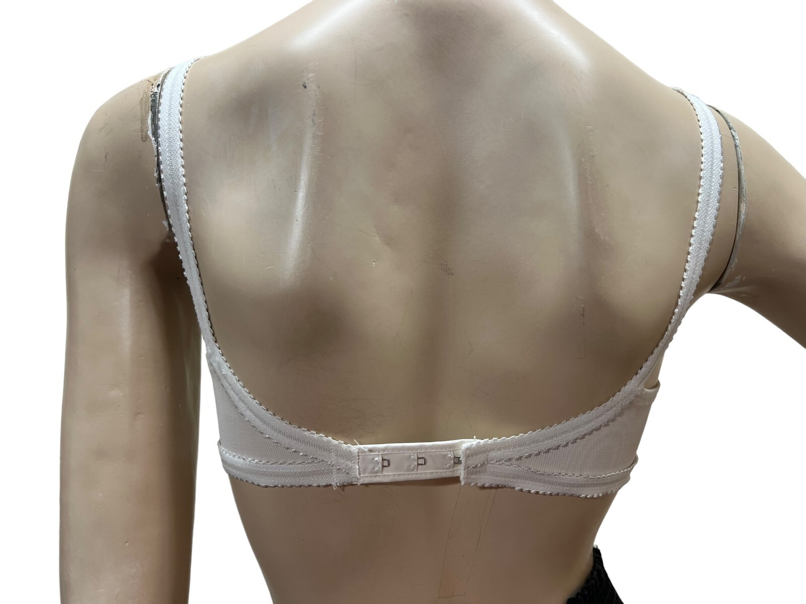 34 C VTG 70s NOS Nylon Bra Bandeau Knit Low Back Exquisite Form P3709 White 1970