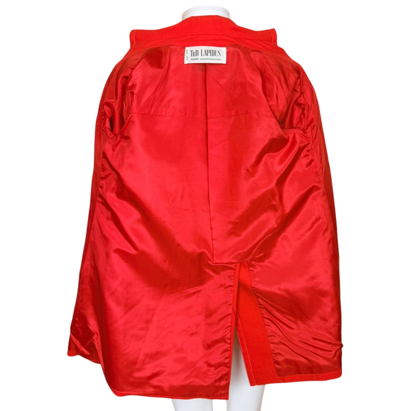 Vintage 1970s Ted Lapidus Paris Red Wool Belted Jacket Exclusive Boutique Design