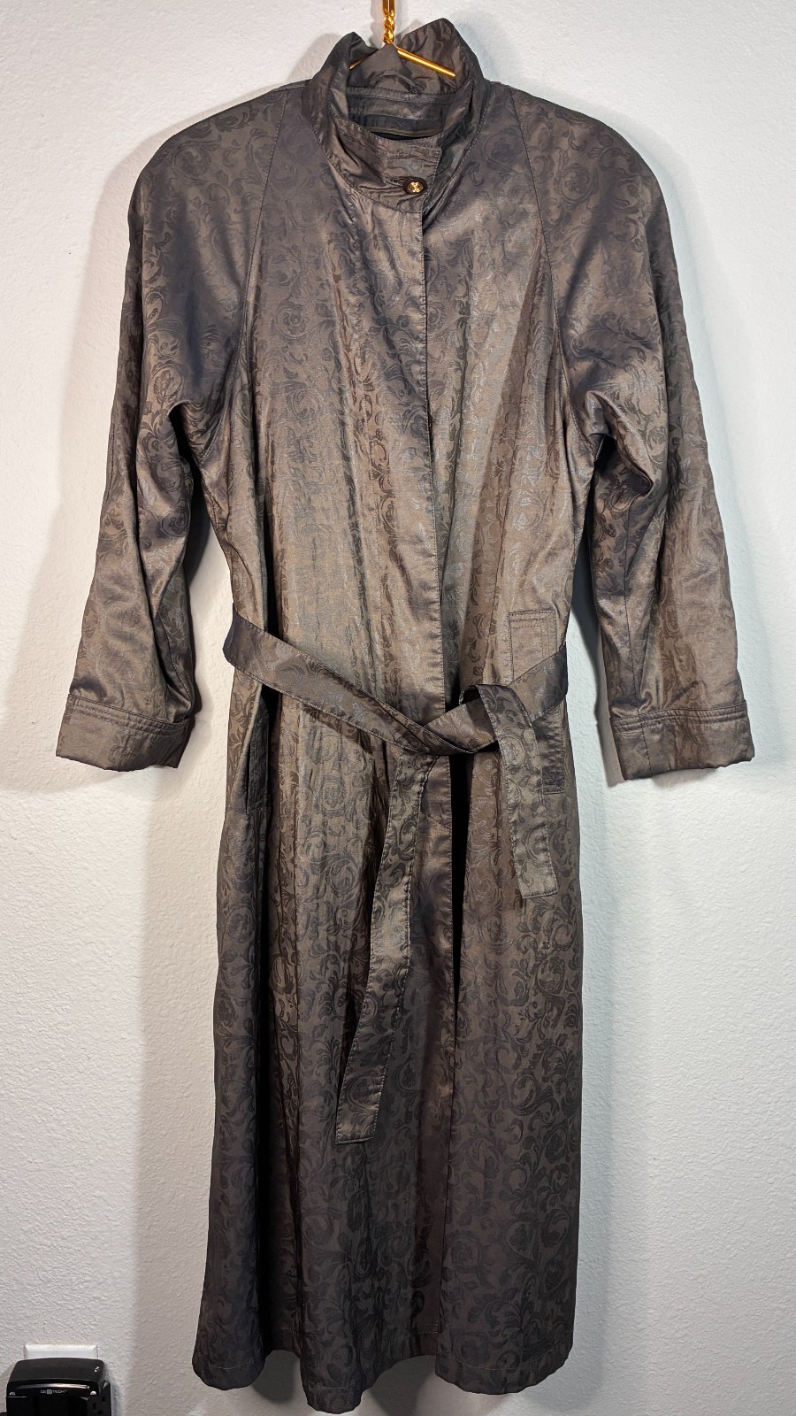 Vintage London Fog Trench Coat Women’s Duster Brown Paisley Liner Sz 8reg – READ