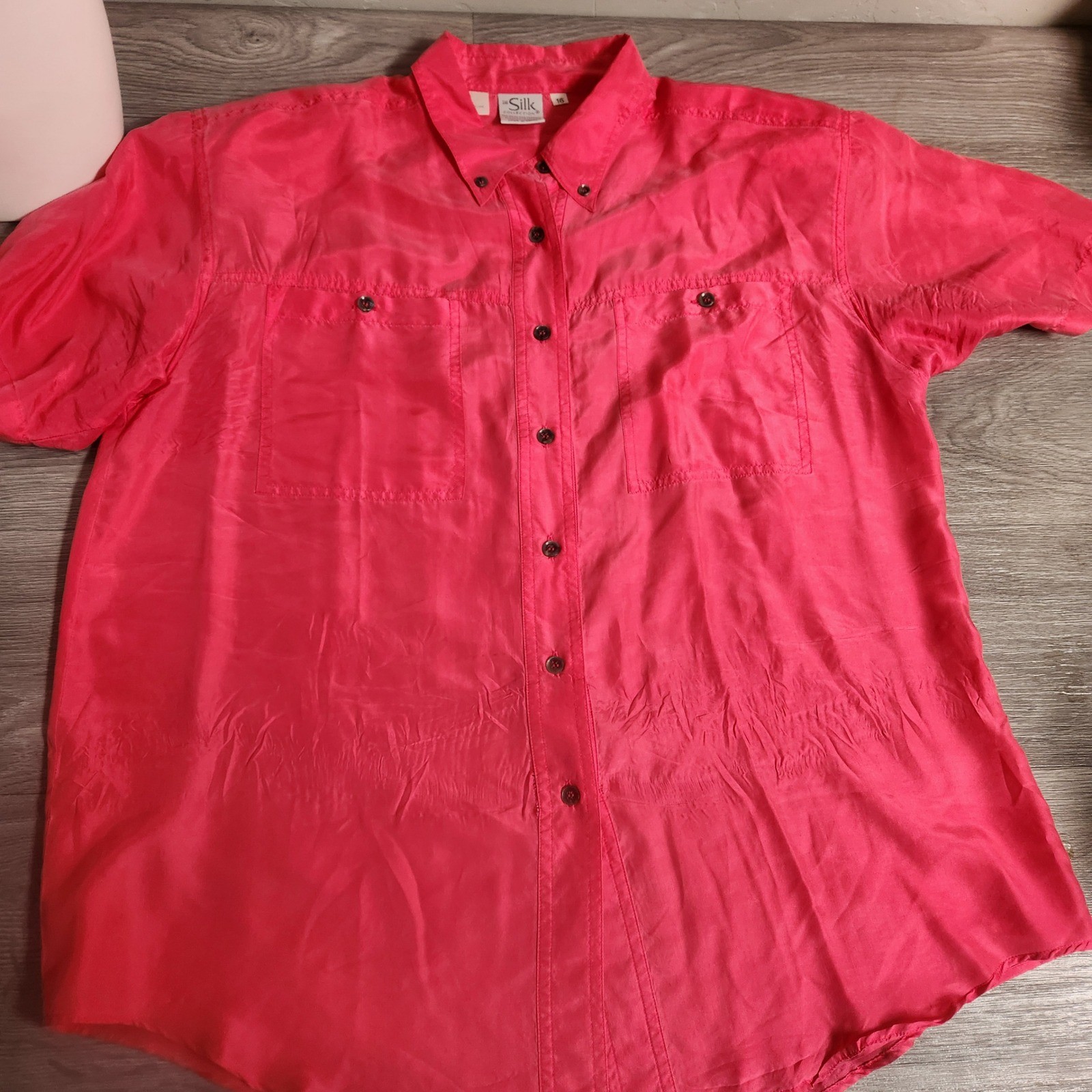 Vintage The Silk Collection Button Front Shirt Pink Size 16 Delicate Lightweight