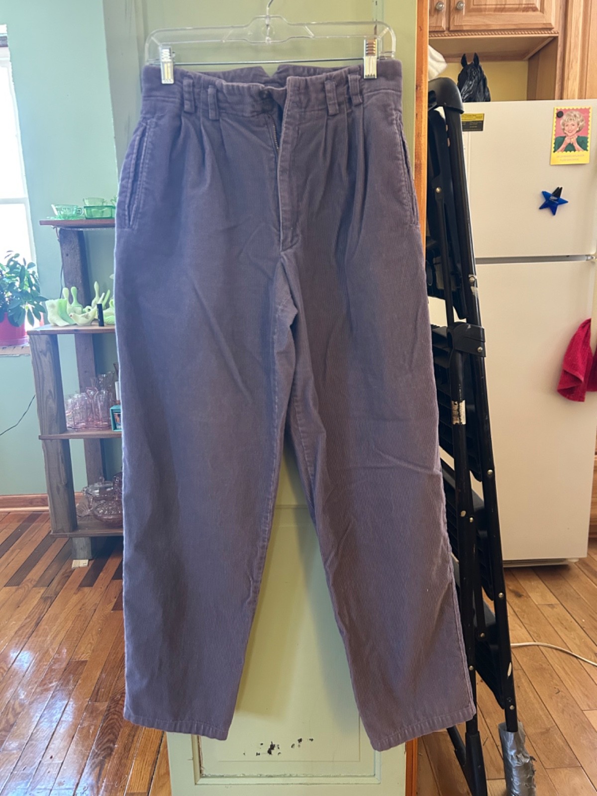 LIZSPORT Mom High Waist Pleated Taper Leg VINTAGE Curduroy Pants S 12 Liz Sport