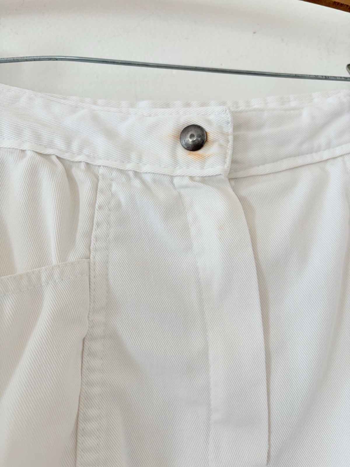 1970s Court Casuals High Waist White Tennis Skort Shorts Stretch Twill Patina 24