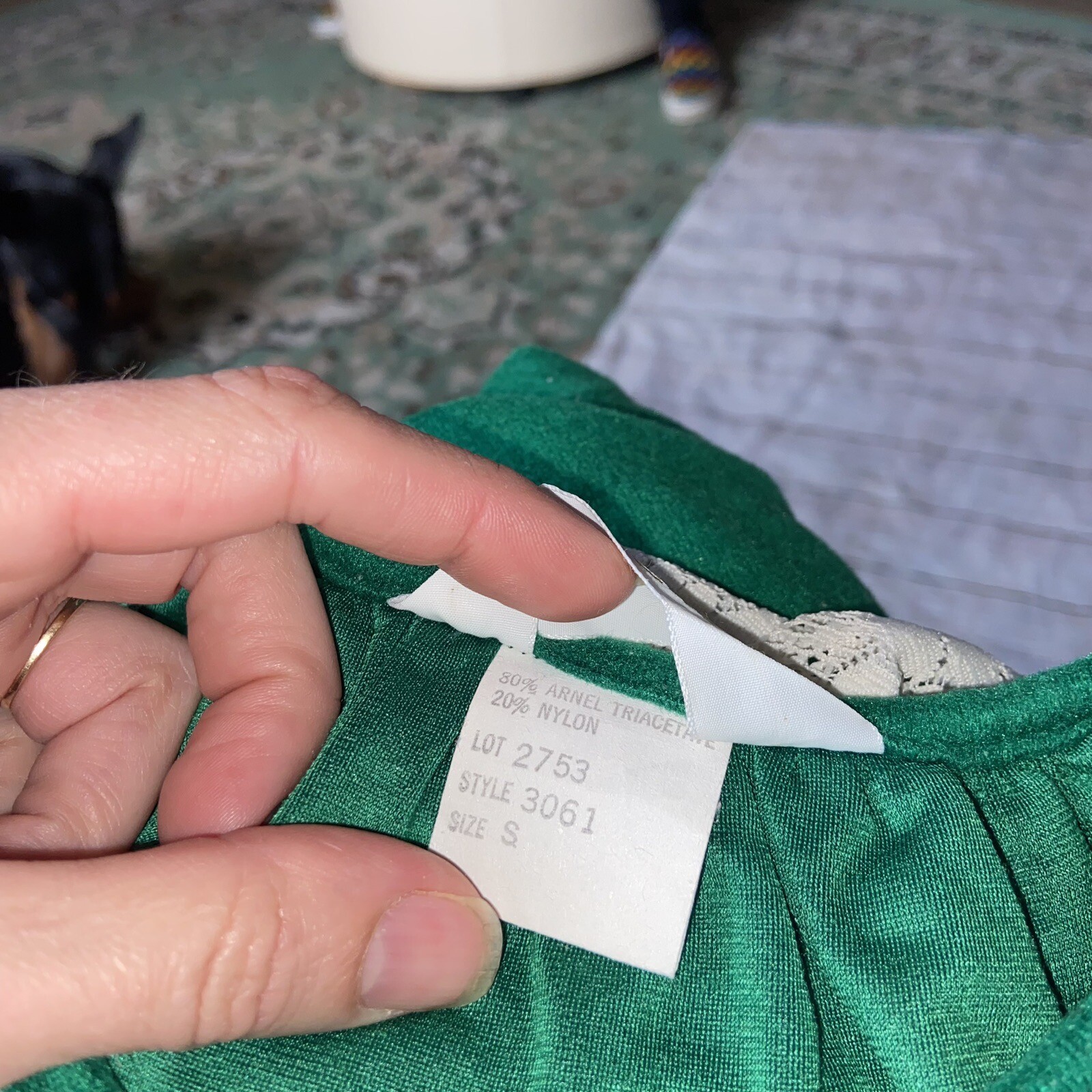 Vtg Emerald Green Dan Ellen House Coat Robe Womens Small A1