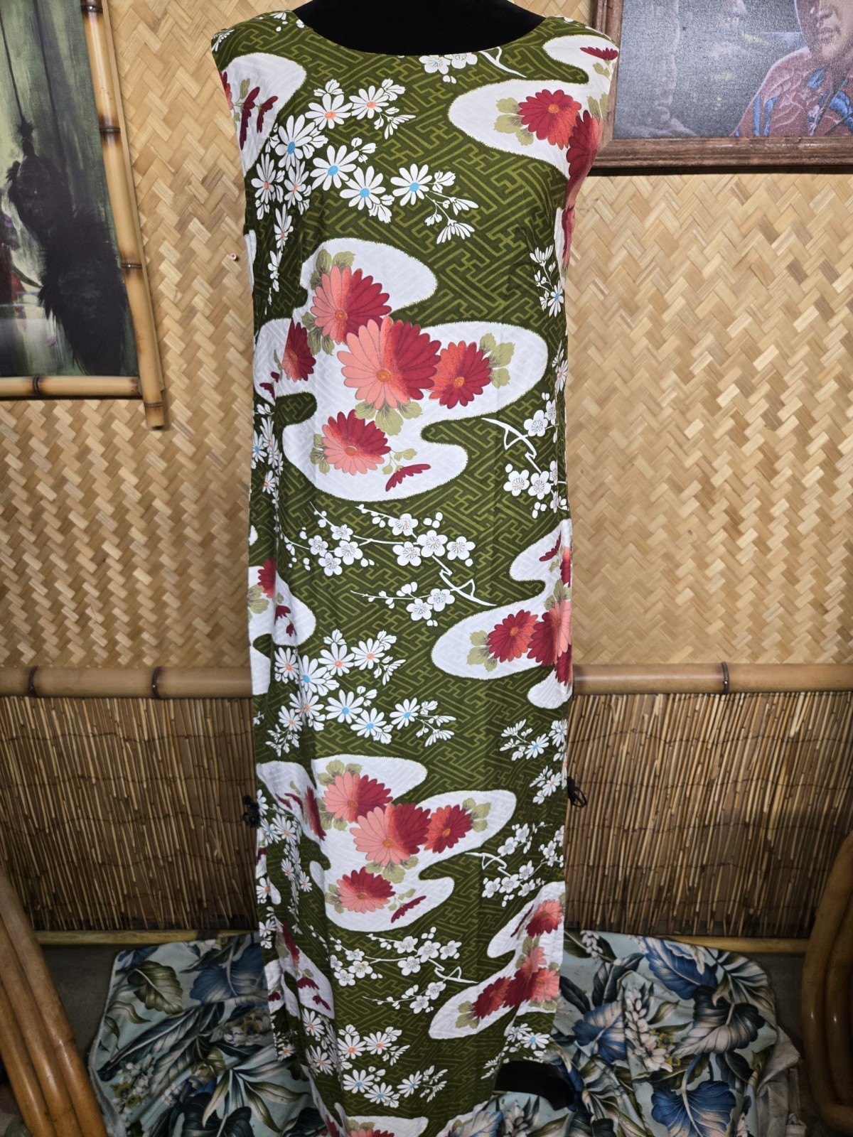 Vintage Hookano Brand 1940’s-50’s Hawaiian Maxi Aloha Dress w1118