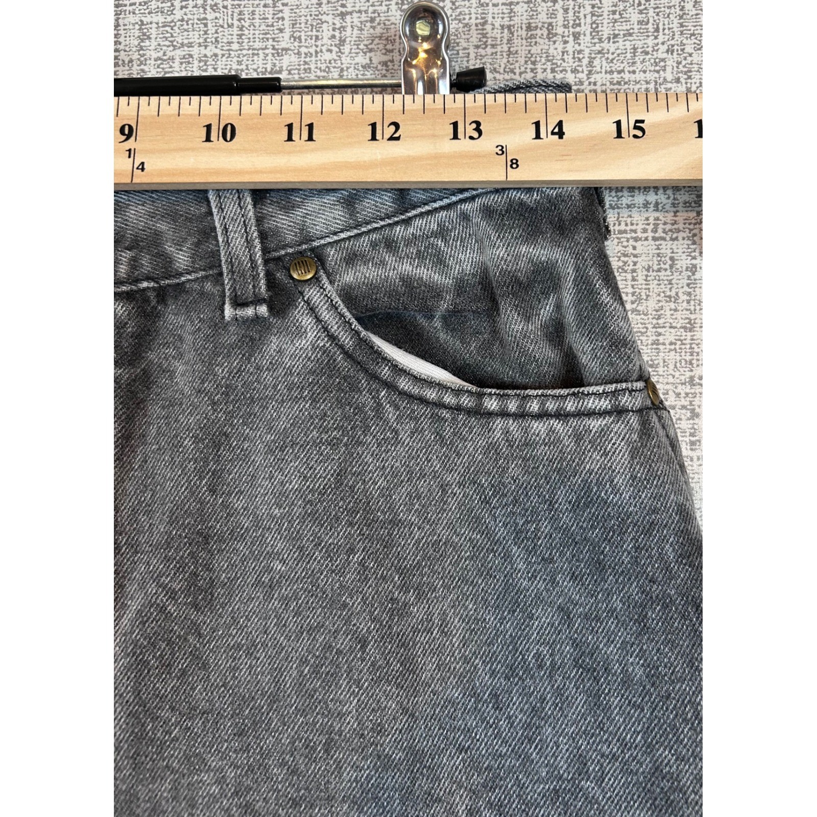 Vintage PS Gitano Grey Acid Wash High Waist Tapered Mom Jeans Women 14 90s Retro