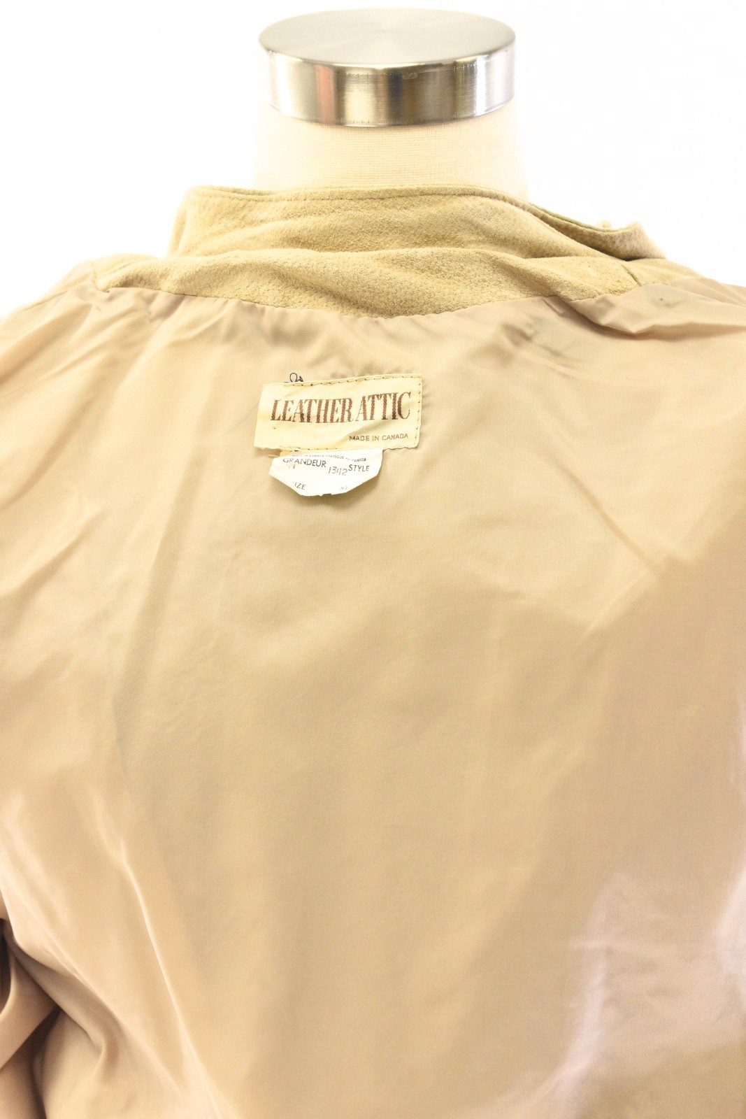 80s Vintage Beige Suede Seamed Leather Bomber Jacket Womens XL Leather Attic