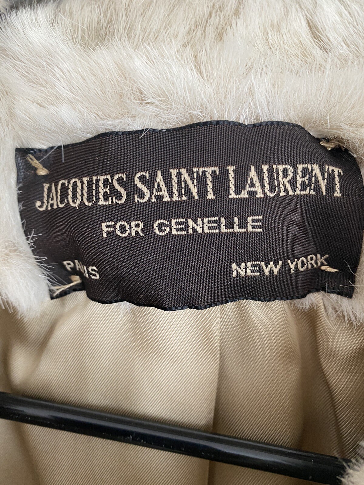 JACQUES SAINT LAURENT Vintage White Faux Fur Coat Jacket 70s size Large