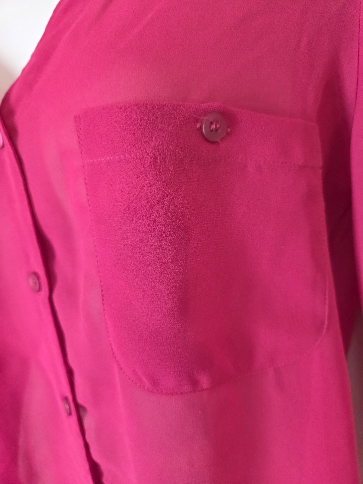 Vintage 80s Steven Barry Hot Pink Lightweight Sheer Button Front Top Shirt 9/10