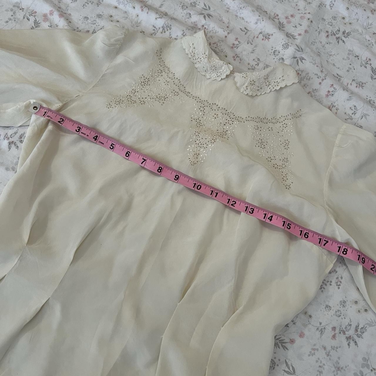 Antique Edwardian Silk Blouse Broderie Anglaise Long Sleeve Peter Pan Collar