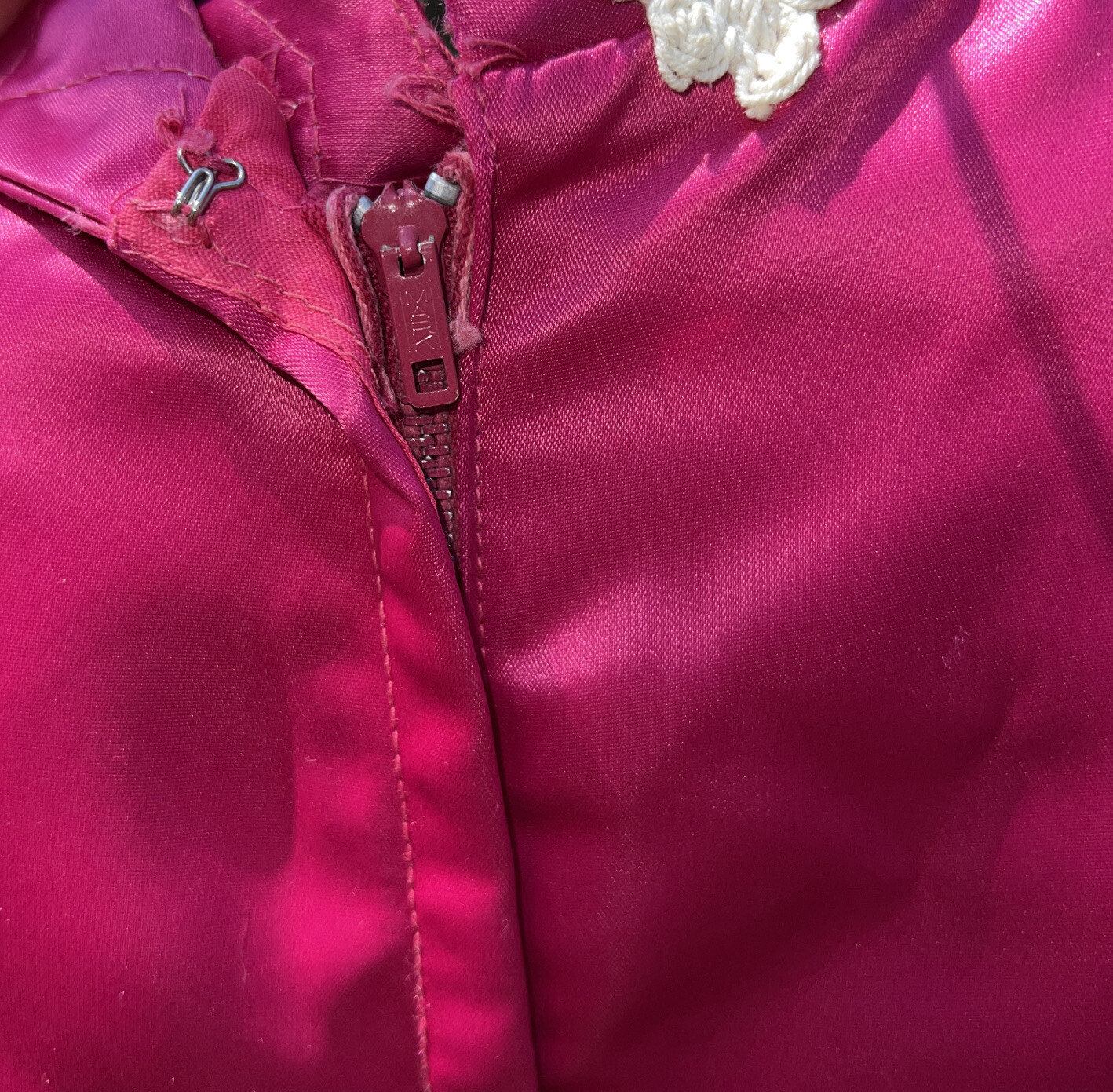 Small Vintage Cottage Core Prairie Long Hot Pink Dress, No Brand Laura Ingalls