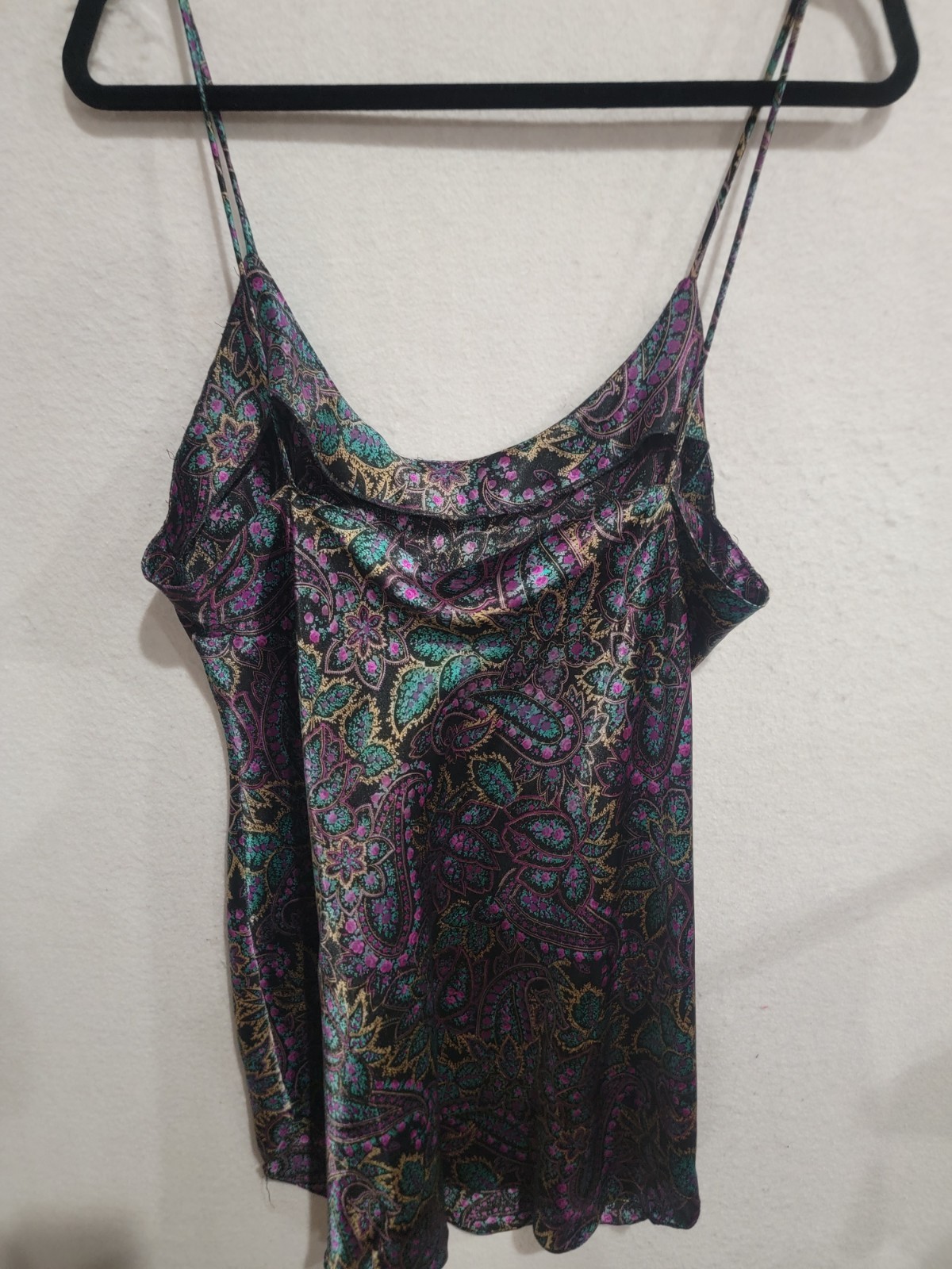 Vintage Circa 2000 Paisley Robe Camisole Set 2XL Made in USA Satin Lingerie 2pc