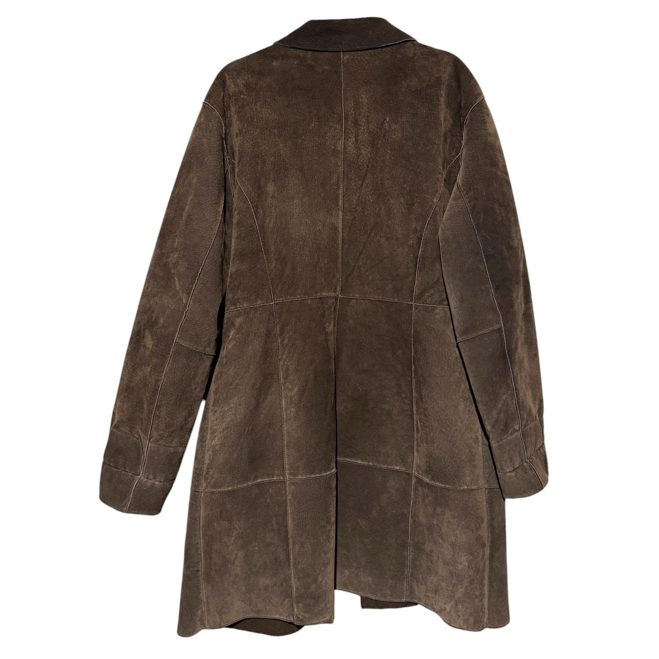 Coldwater Creek Leather Suede Patchwork Trench Coat Women Size Large 70s Boho