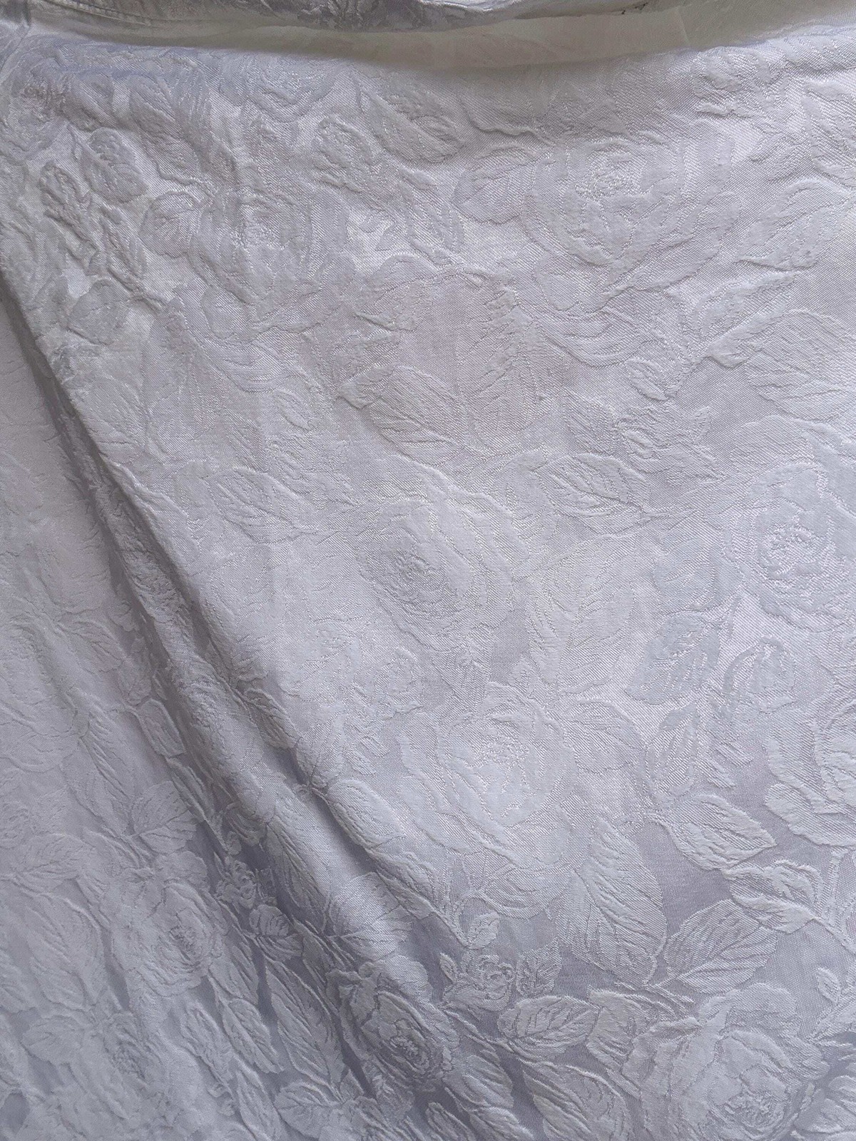 Vintage white floral skirt, cotton viscose blend, straight fit, textured floral