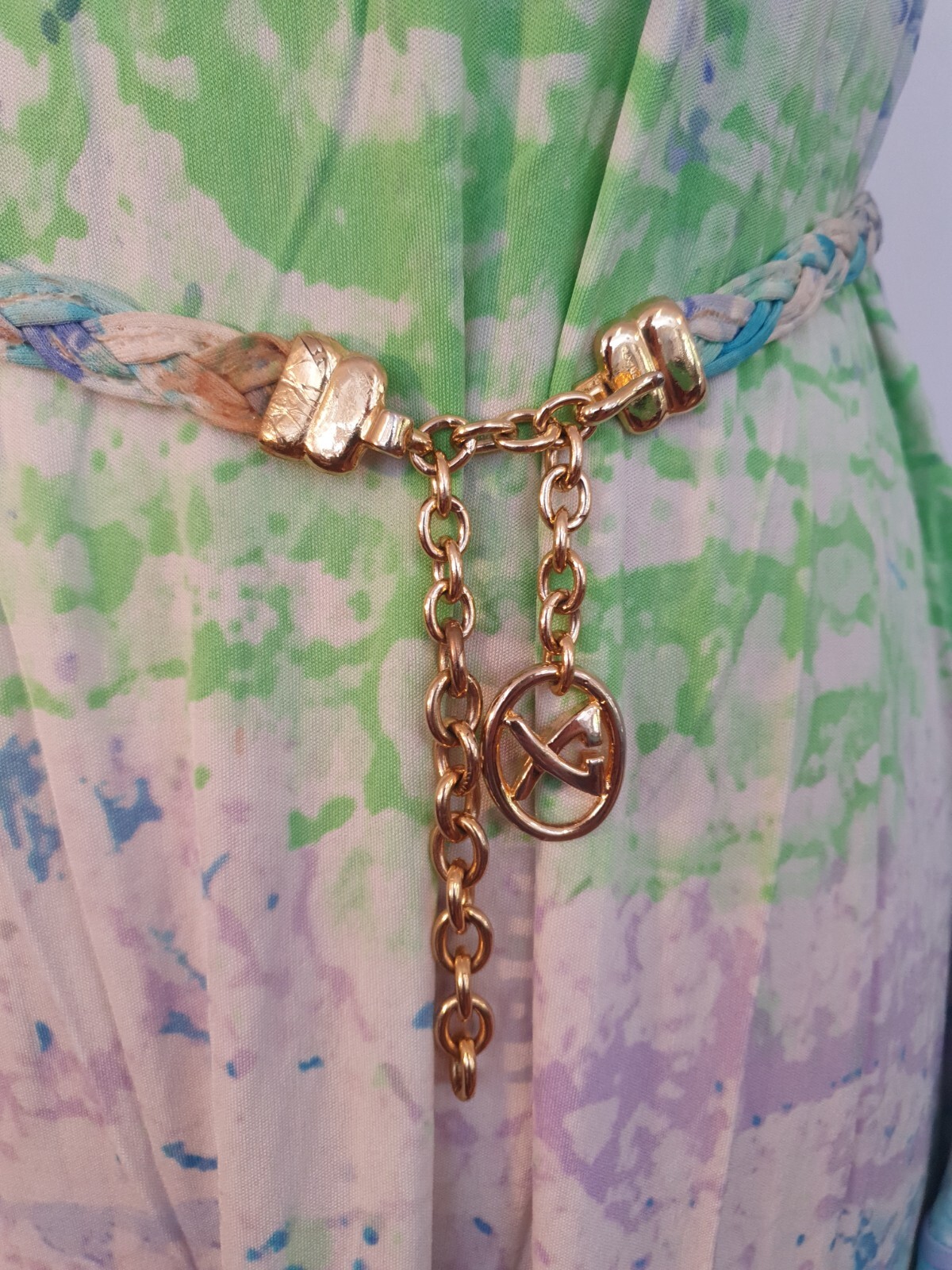 Vintage LEONARDO PARIS Jersey Mikado Silk Dress Belt S-M