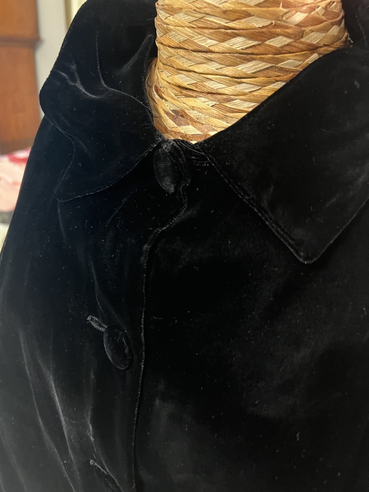 Vintage Black Silk Velvet Opera Cape Goth Witchey