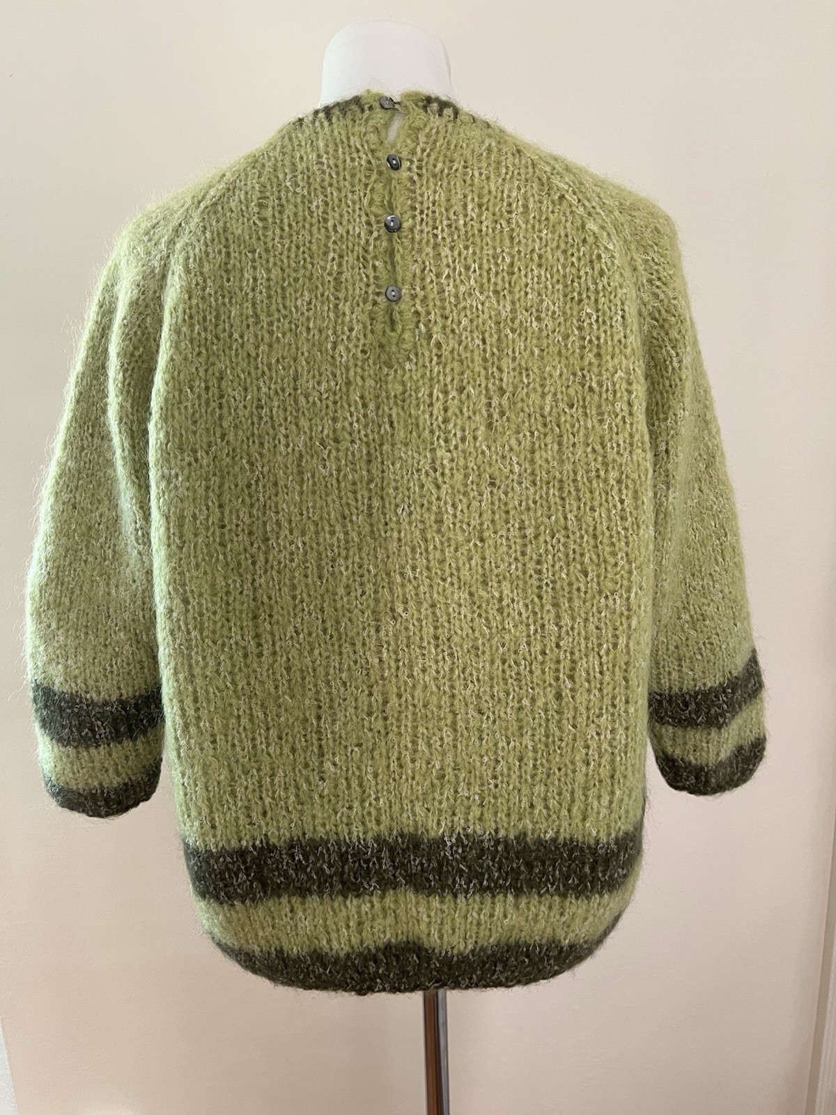 VTG Colebrook Hand Knit Pullover Sweater Wool/Mohair/Nylon Blend ~ Dk/Lt Green