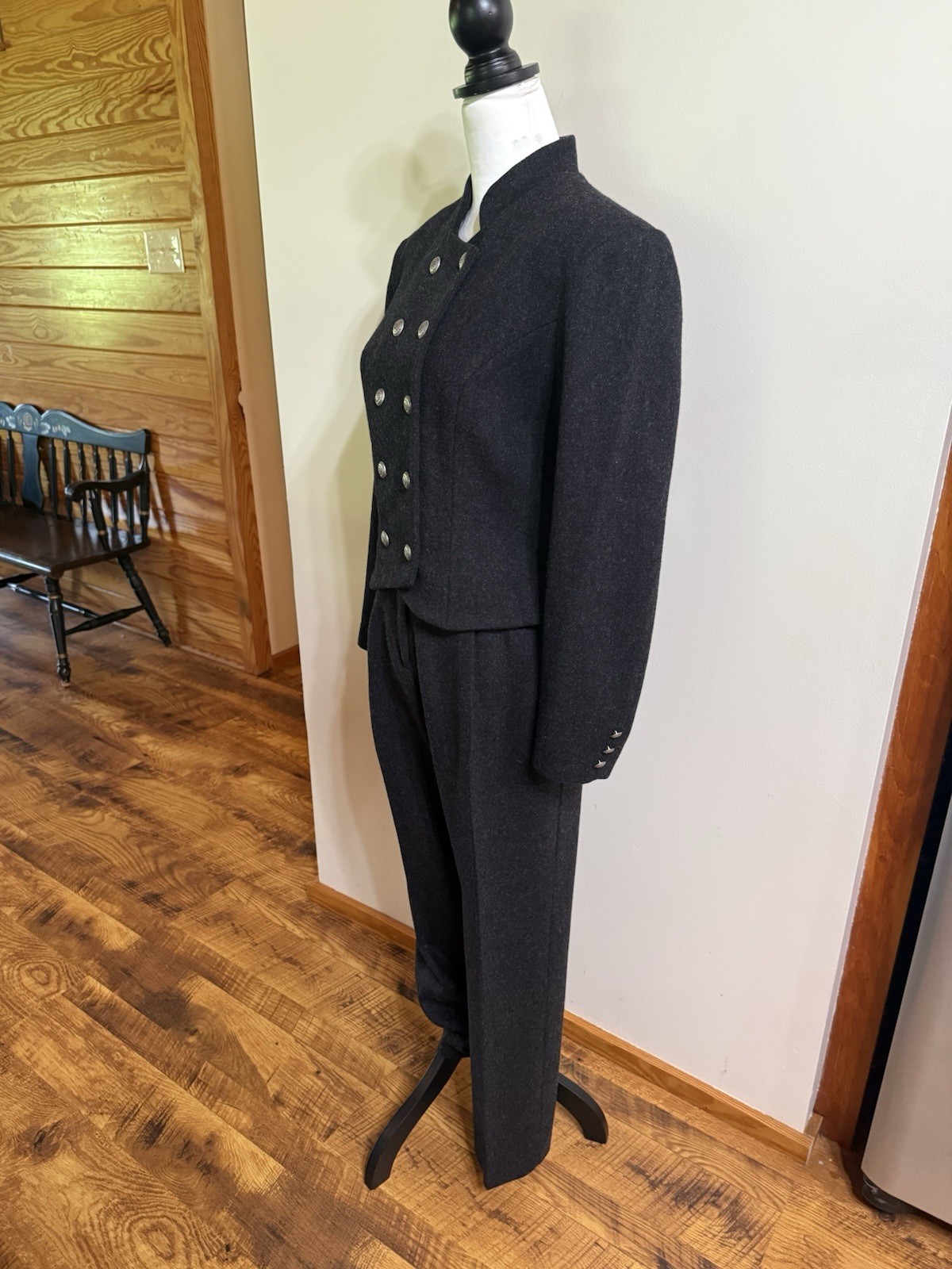 VTG Sharon Young 100% Wool Sz 10 Pant Suit Military Double Breasted