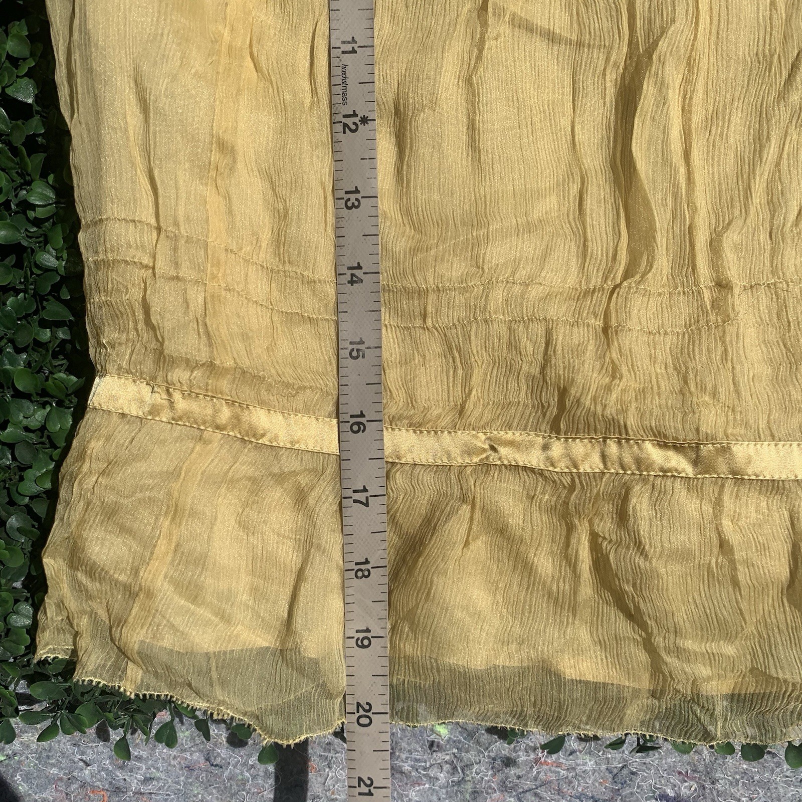 As Is vintage 90s Y2K designer yellow gold silk chiffon crop blouse top