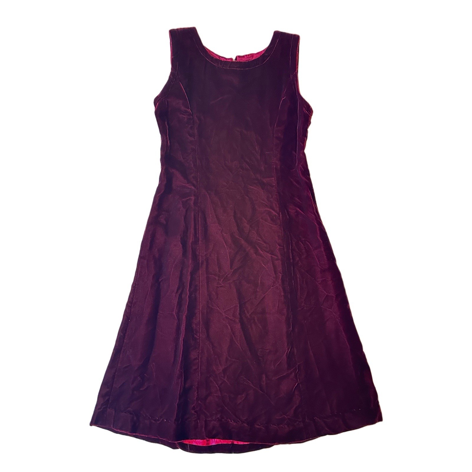 Vintage 90s Handmade Wine Burgundy Red Velvet A-line Dress XS Whimsigoth