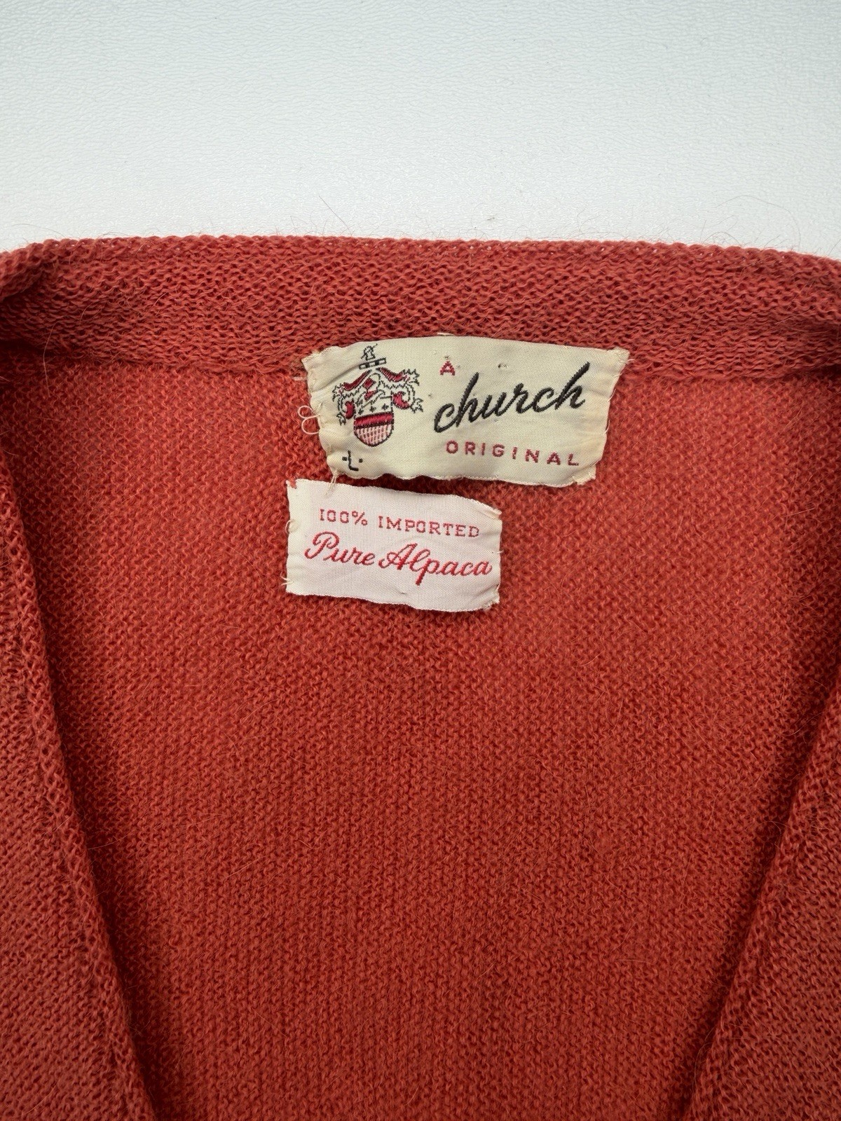 Vintage Church Original Union Made 1950’s Alpaca Cardigan Sweater Unisex L
