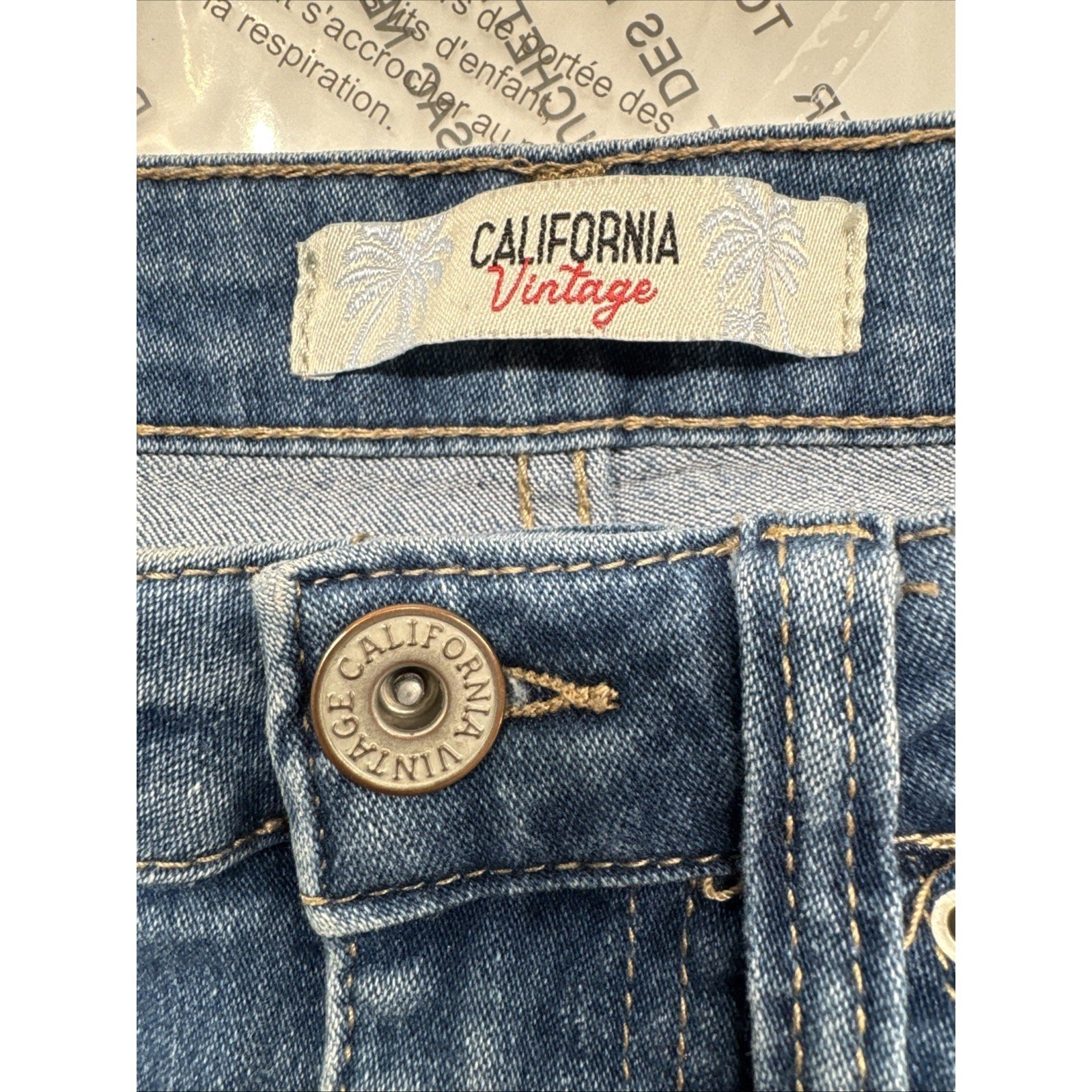 California Vintage Blue Jeans Womens Junior 7/28 Stretch Skinny Stonewash Zip